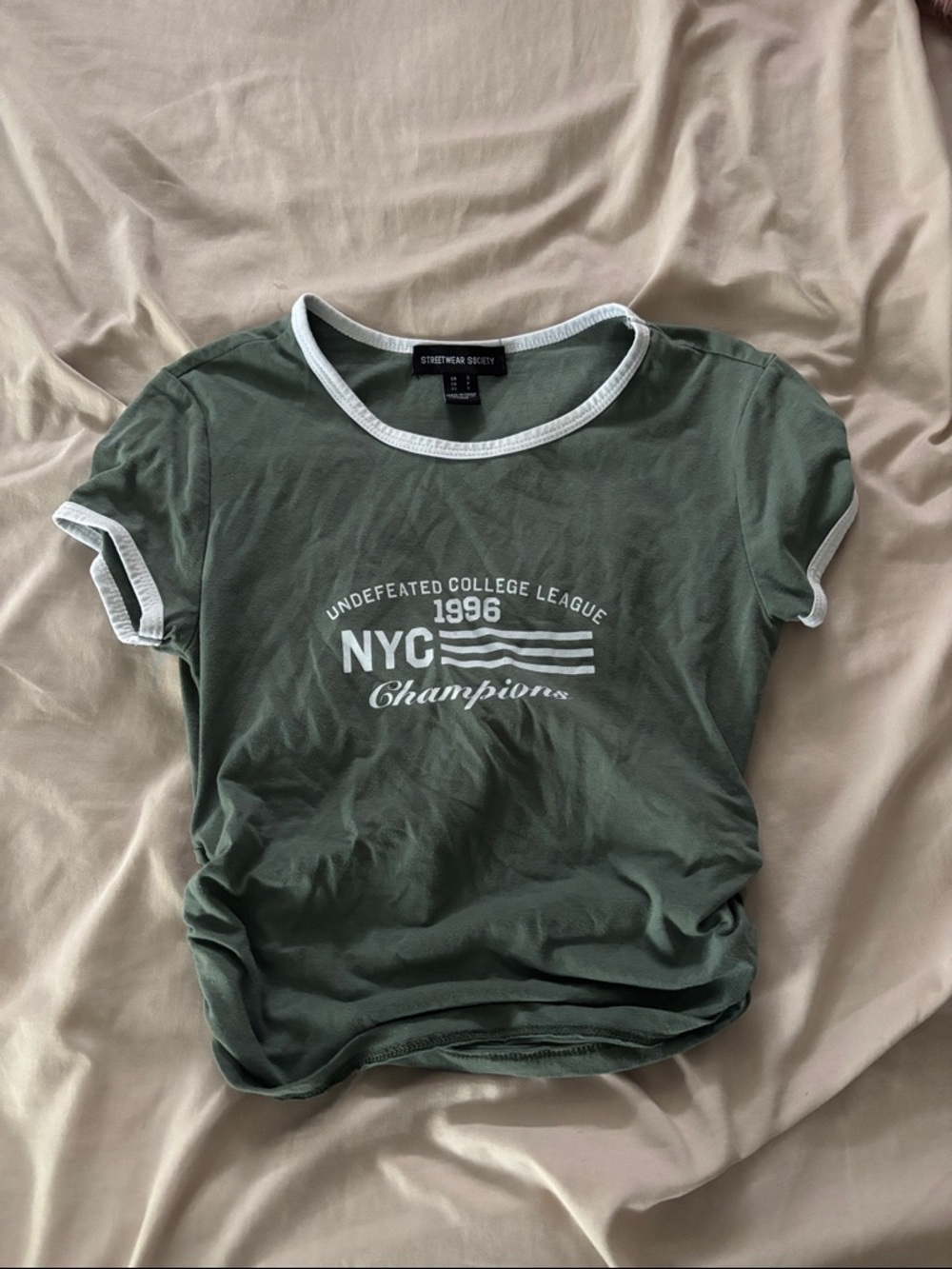 Streetwear Society Olive Green Ringer Tee with White Trim